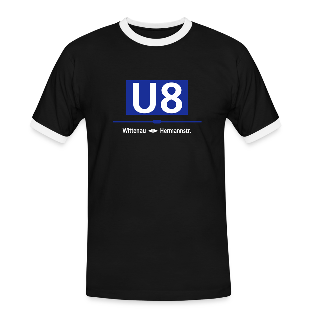 U8 - Männer Ringer T-Shirt - Schwarz/Weiß