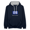 U8 - Kontrast Hoodie - Navy/Grau meliert