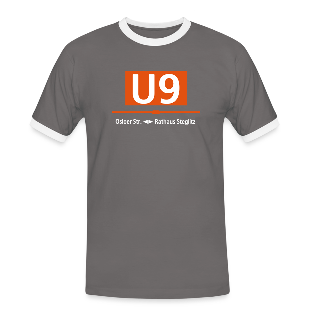 U9 - Männer Ringer T-Shirt - Dunkelgrau/Weiß