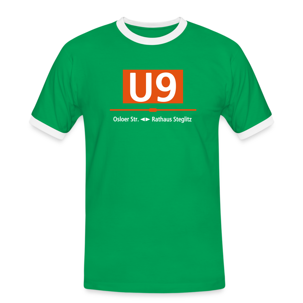 U9 - Männer Ringer T-Shirt - Kelly Green/Weiß