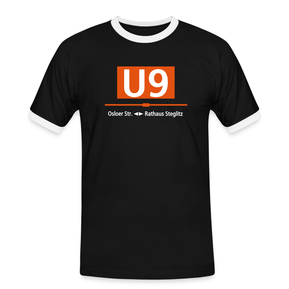 U9 - Männer Ringer T-Shirt - Schwarz/Weiß