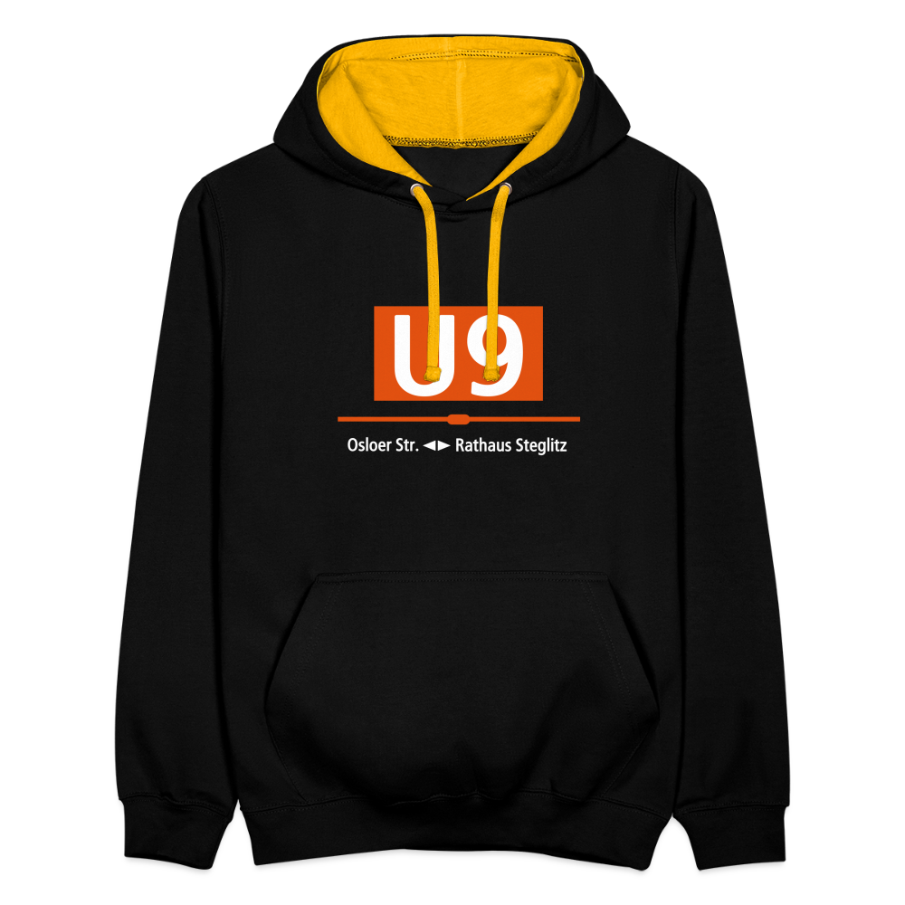 U9 - Kontrast Hoodie - Schwarz/Gold