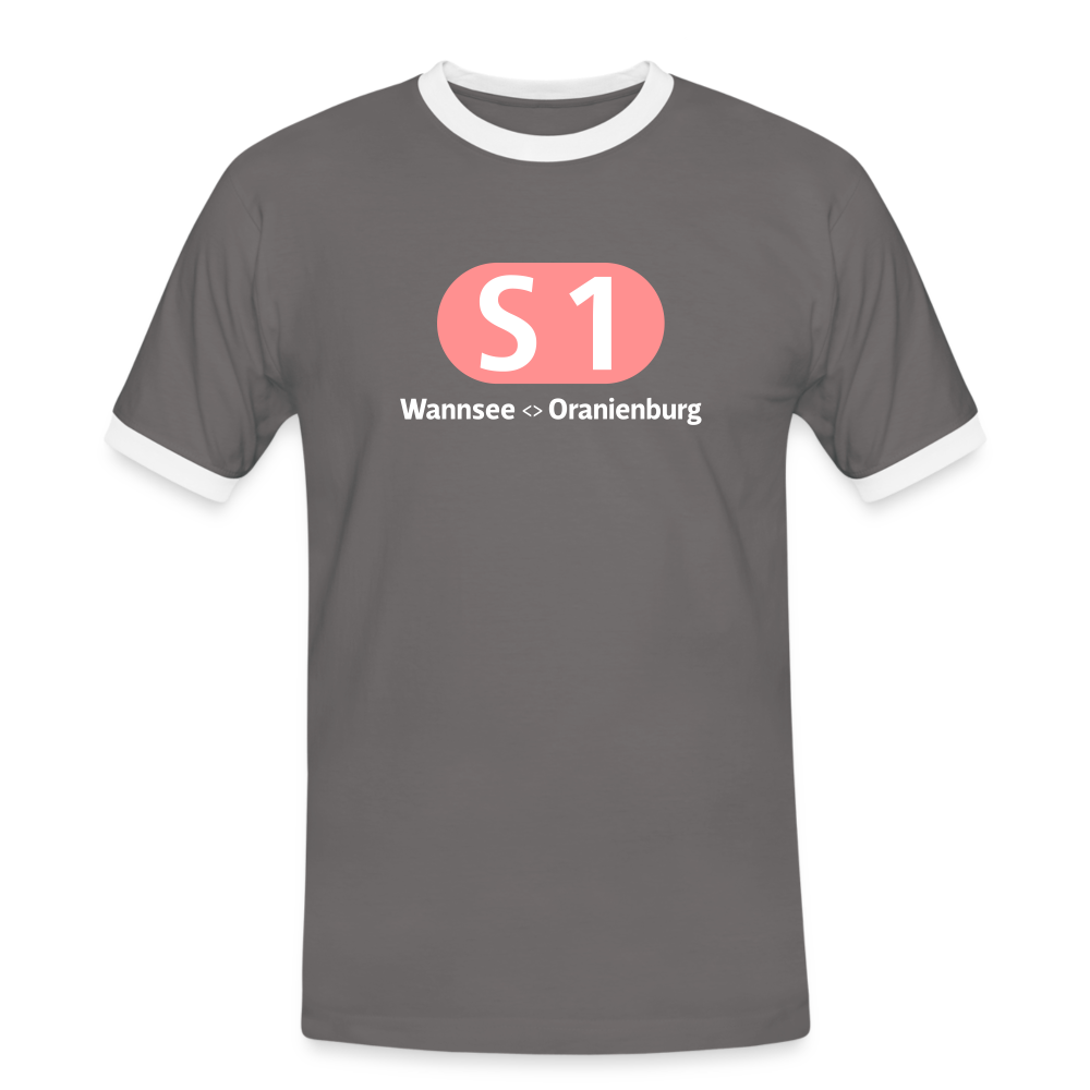 S1 - Männer Ringer T-Shirt - Dunkelgrau/Weiß