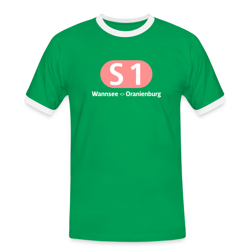 S1 - Männer Ringer T-Shirt - Kelly Green/Weiß