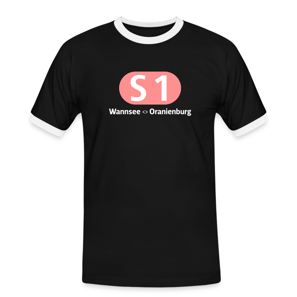 S1 - Männer Ringer T-Shirt - Schwarz/Weiß