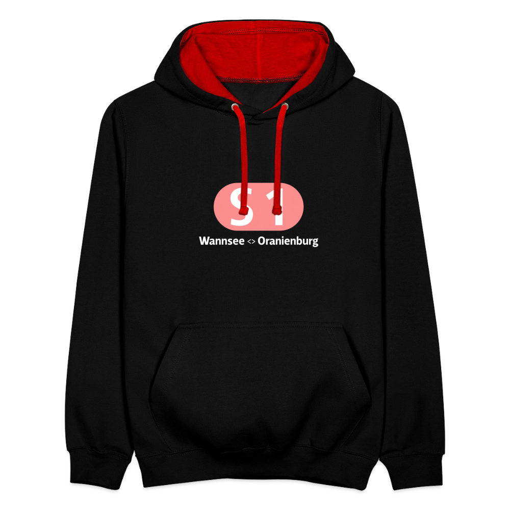 S1 - Kontrast Hoodie - Schwarz/Rot