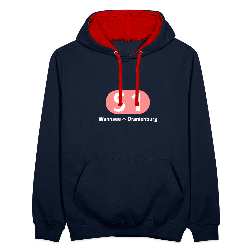 S1 - Kontrast Hoodie - Navy/Rot