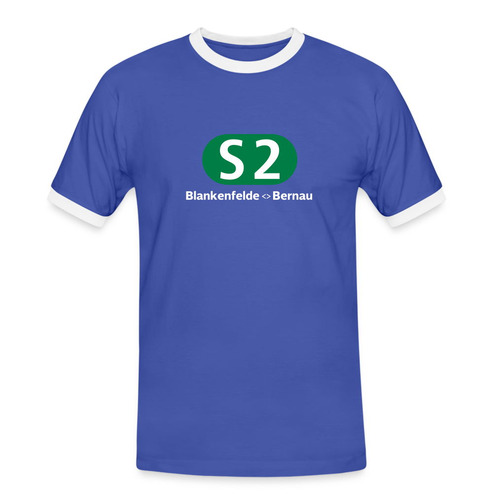 S2 - Männer Ringer T-Shirt - Blau/Weiß