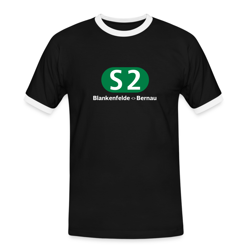 S2 - Männer Ringer T-Shirt - Schwarz/Weiß