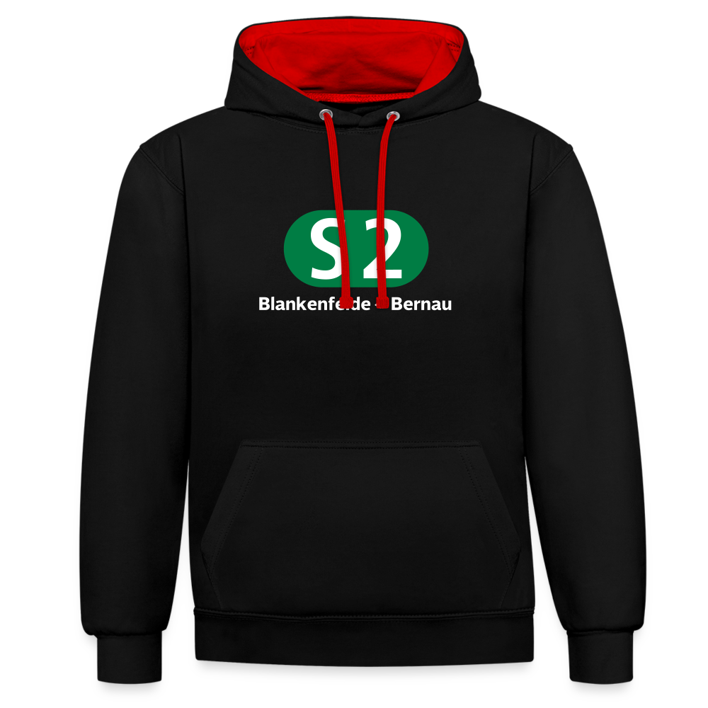 S2 - Kontrast Hoodie - Schwarz/Rot