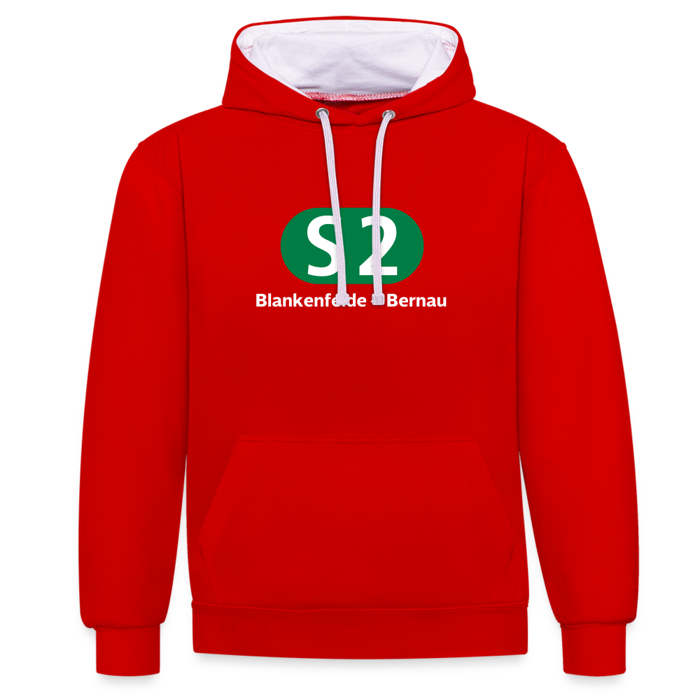 S2 - Kontrast Hoodie - Rot/Weiß