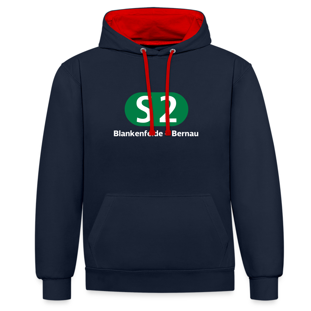 S2 - Kontrast Hoodie - Navy/Rot