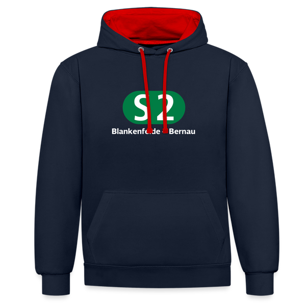 S2 - Kontrast Hoodie - Navy/Rot