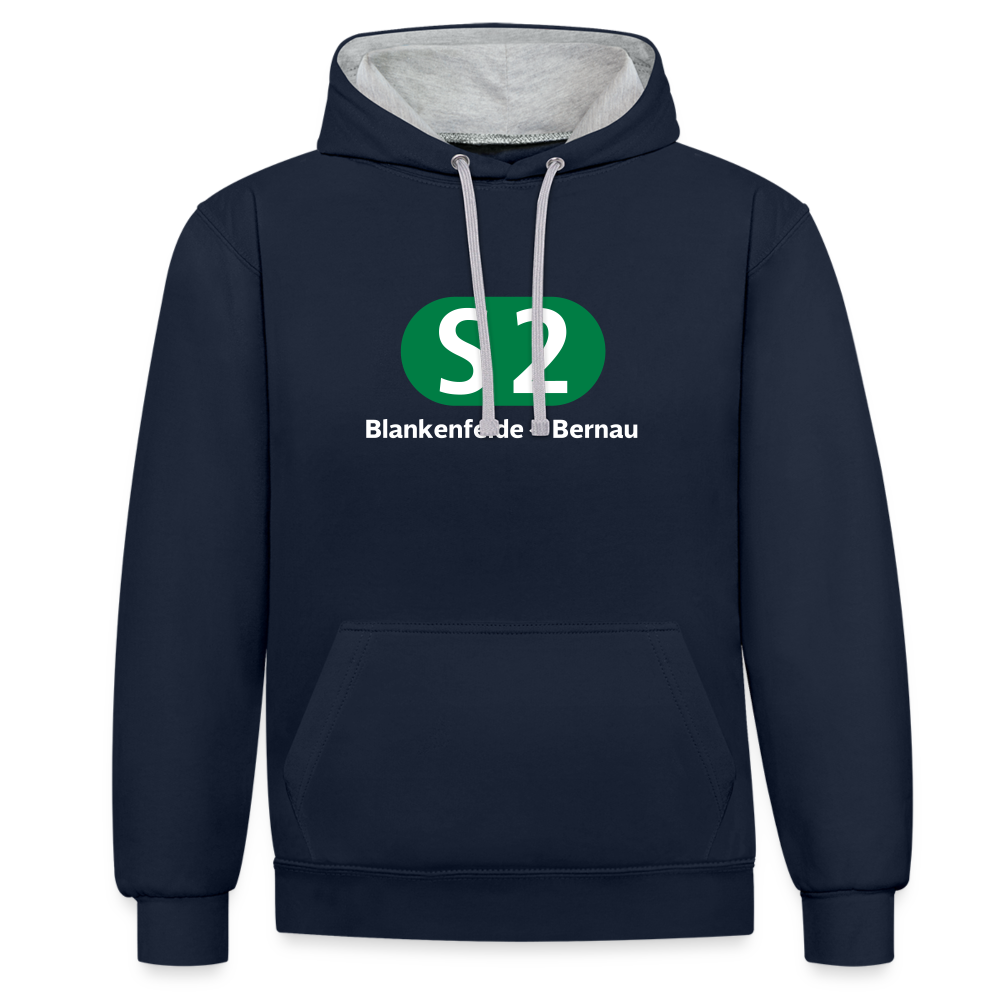 S2 - Kontrast Hoodie - Navy/Grau meliert