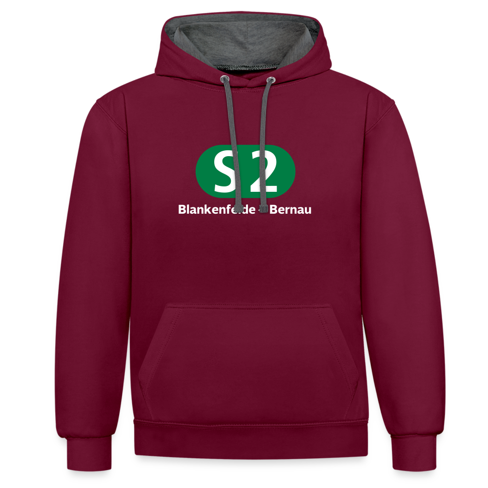 S2 - Kontrast Hoodie - Weinrot/Anthrazit