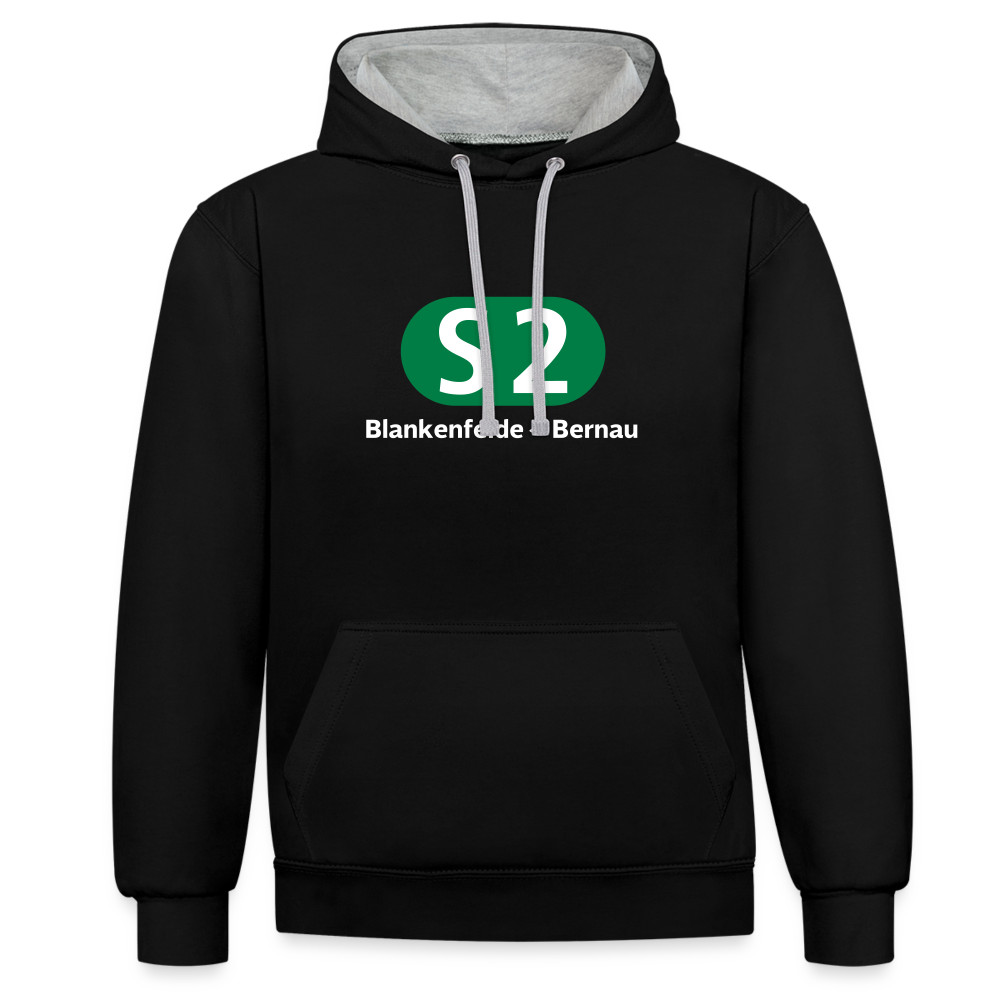 S2 - Kontrast Hoodie - Schwarz/Grau meliert