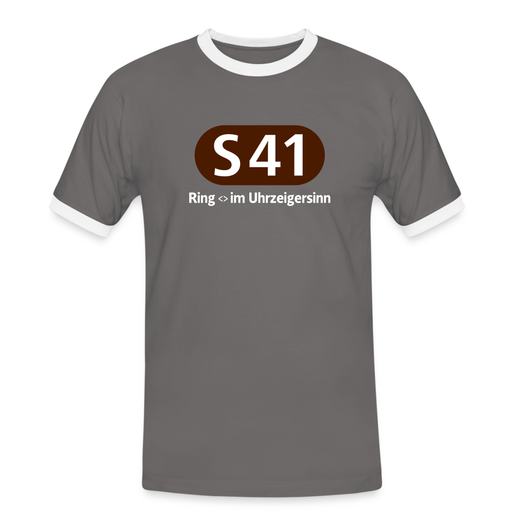 S41 - Männer Ringer T-Shirt - Dunkelgrau/Weiß