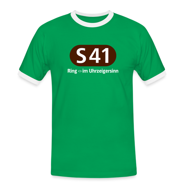 S41 - Männer Ringer T-Shirt - Kelly Green/Weiß