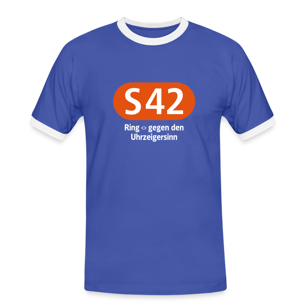 S42 - Männer Ringer T-Shirt - Blau/Weiß