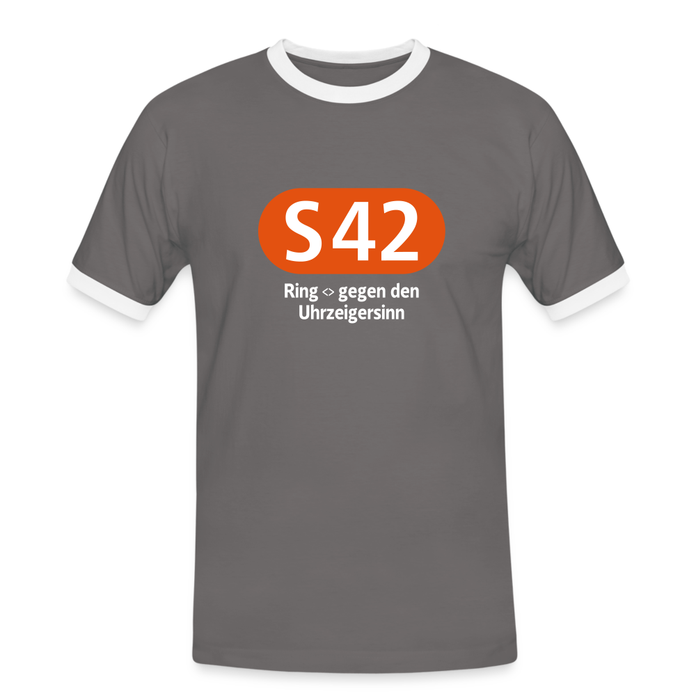 S42 - Männer Ringer T-Shirt - Dunkelgrau/Weiß