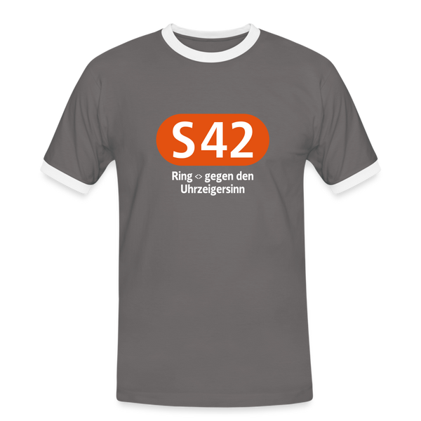 S42 - Männer Ringer T-Shirt - Dunkelgrau/Weiß