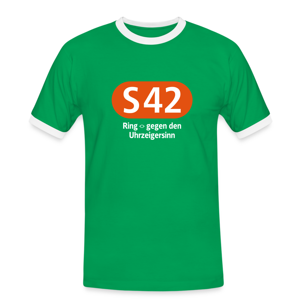 S42 - Männer Ringer T-Shirt - Kelly Green/Weiß