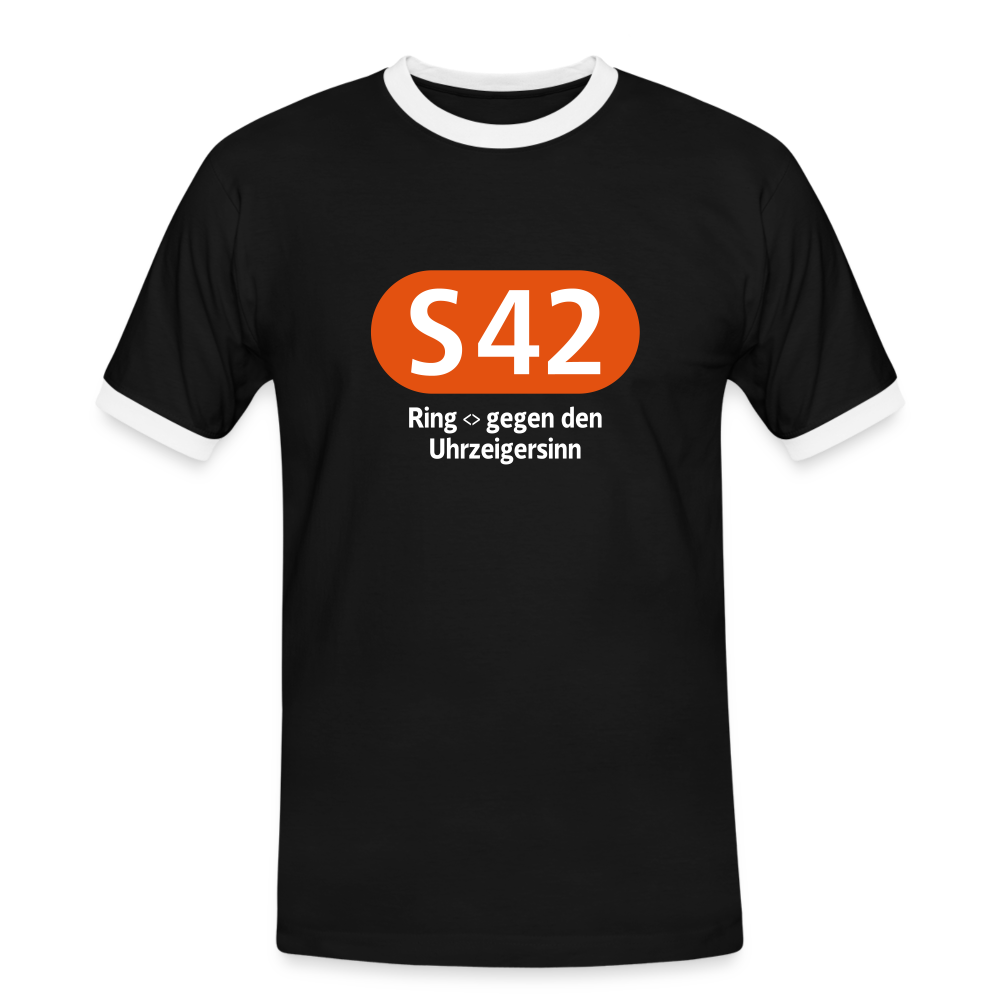S42 - Männer Ringer T-Shirt - Schwarz/Weiß