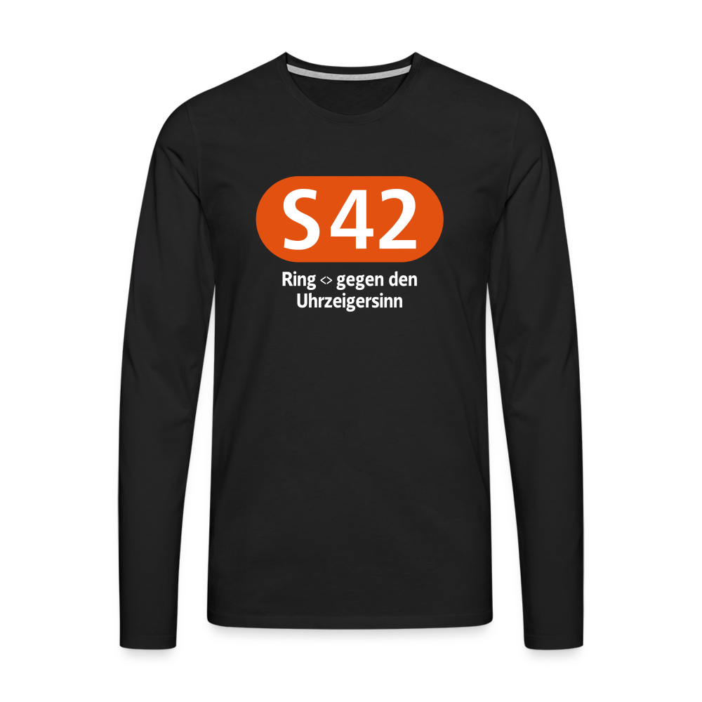 S42 - Männer Premium Langamshirt - Schwarz