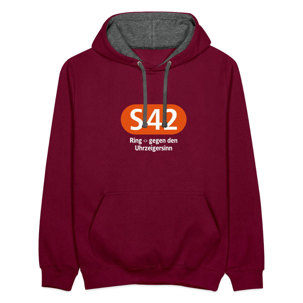 S42 - Kontrast Hoodie - Weinrot/Anthrazit
