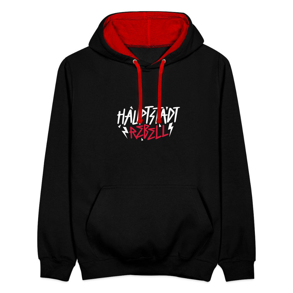 Haupstadt Rebell - Kontrast Hoodie - Schwarz/Rot
