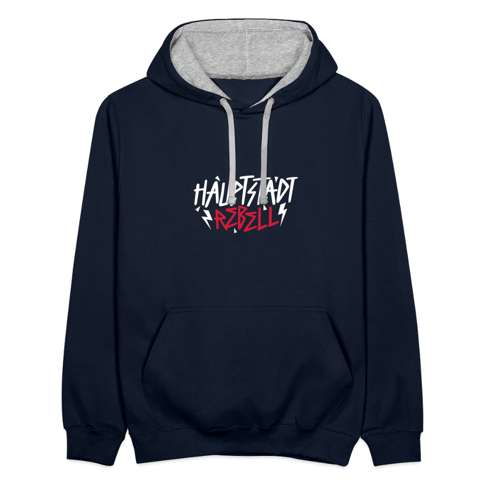 Haupstadt Rebell - Kontrast Hoodie - Navy/Grau meliert