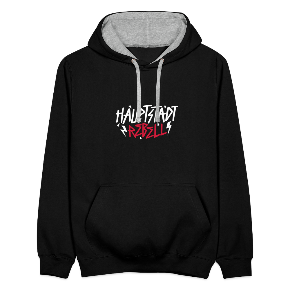 Haupstadt Rebell - Kontrast Hoodie - Schwarz/Grau meliert