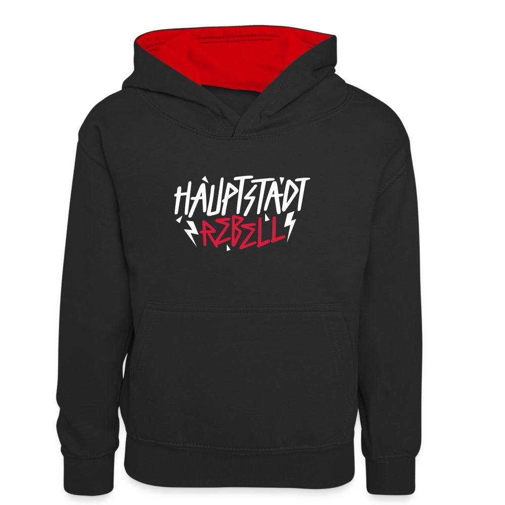 Haupstadt Rebell - Teenager Kontrast-Hoodie - Schwarz/Rot
