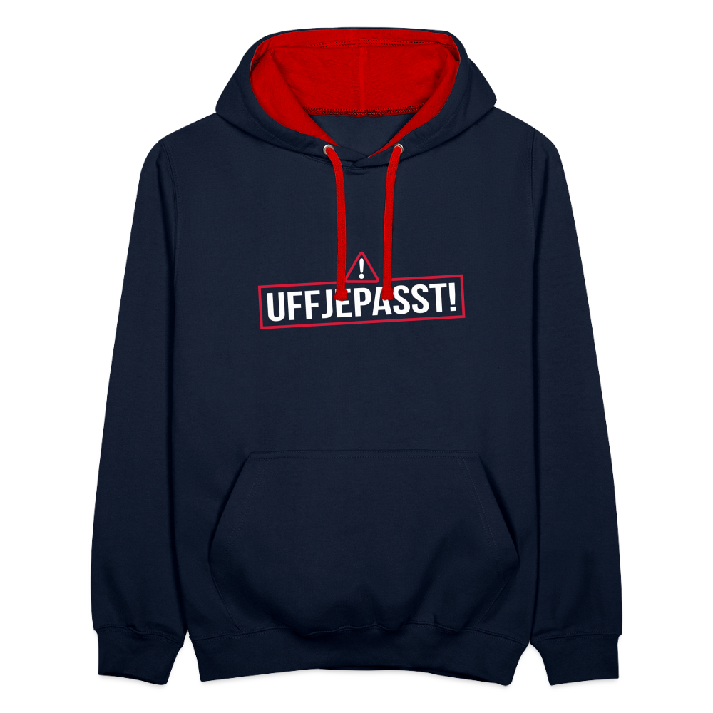 Uffjepasst! - Kontrast Hoodie - Navy/Rot