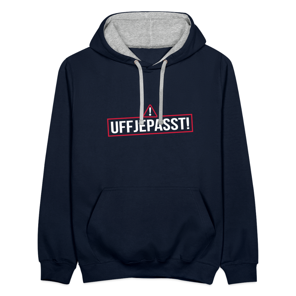 Uffjepasst! - Kontrast Hoodie - Navy/Grau meliert