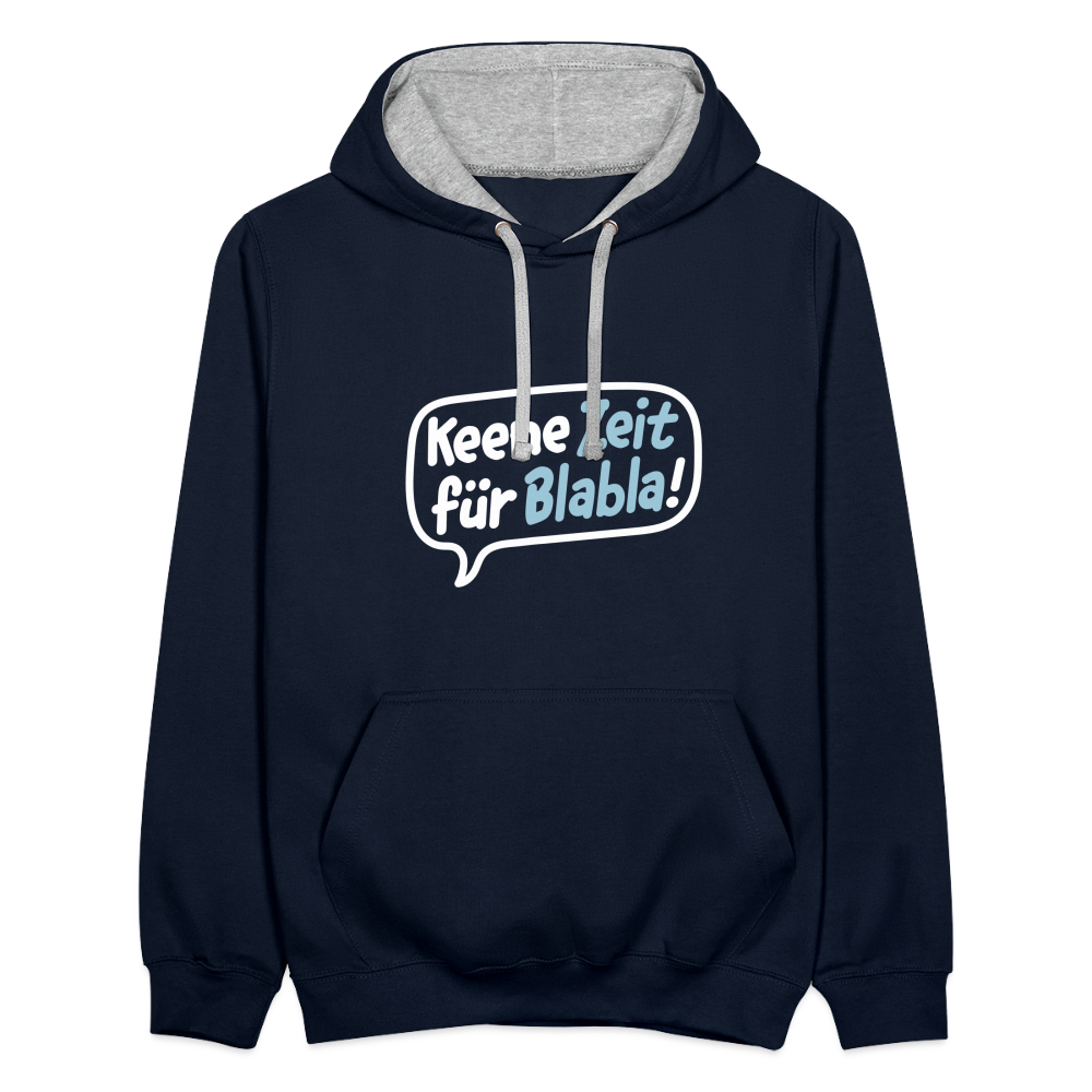 Keene Zeit für Blabla! - Kontrast Hoodie - Navy/Grau meliert