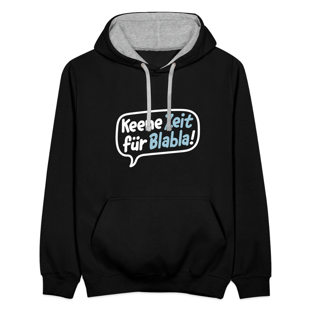 Keene Zeit für Blabla! - Kontrast Hoodie - Schwarz/Grau meliert