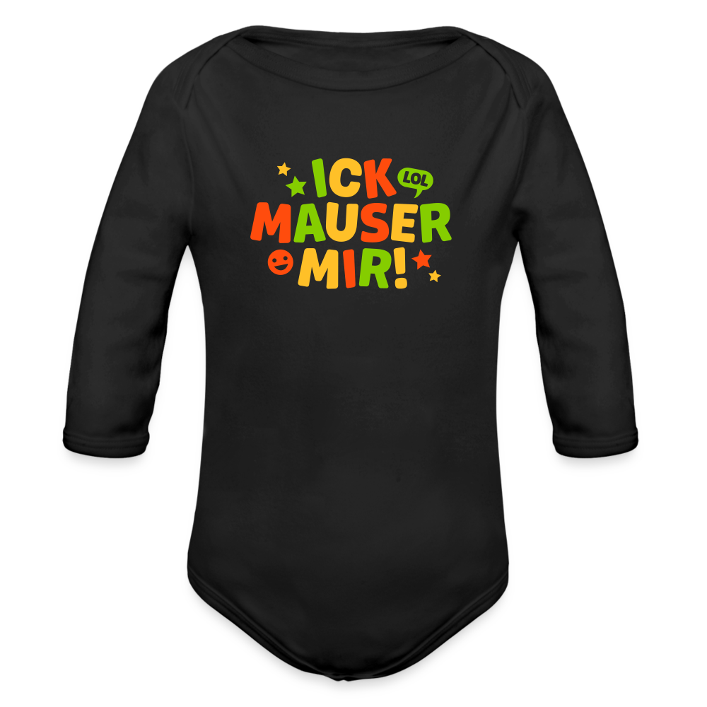 ick mauser - Bio-Langarmbody - Schwarz