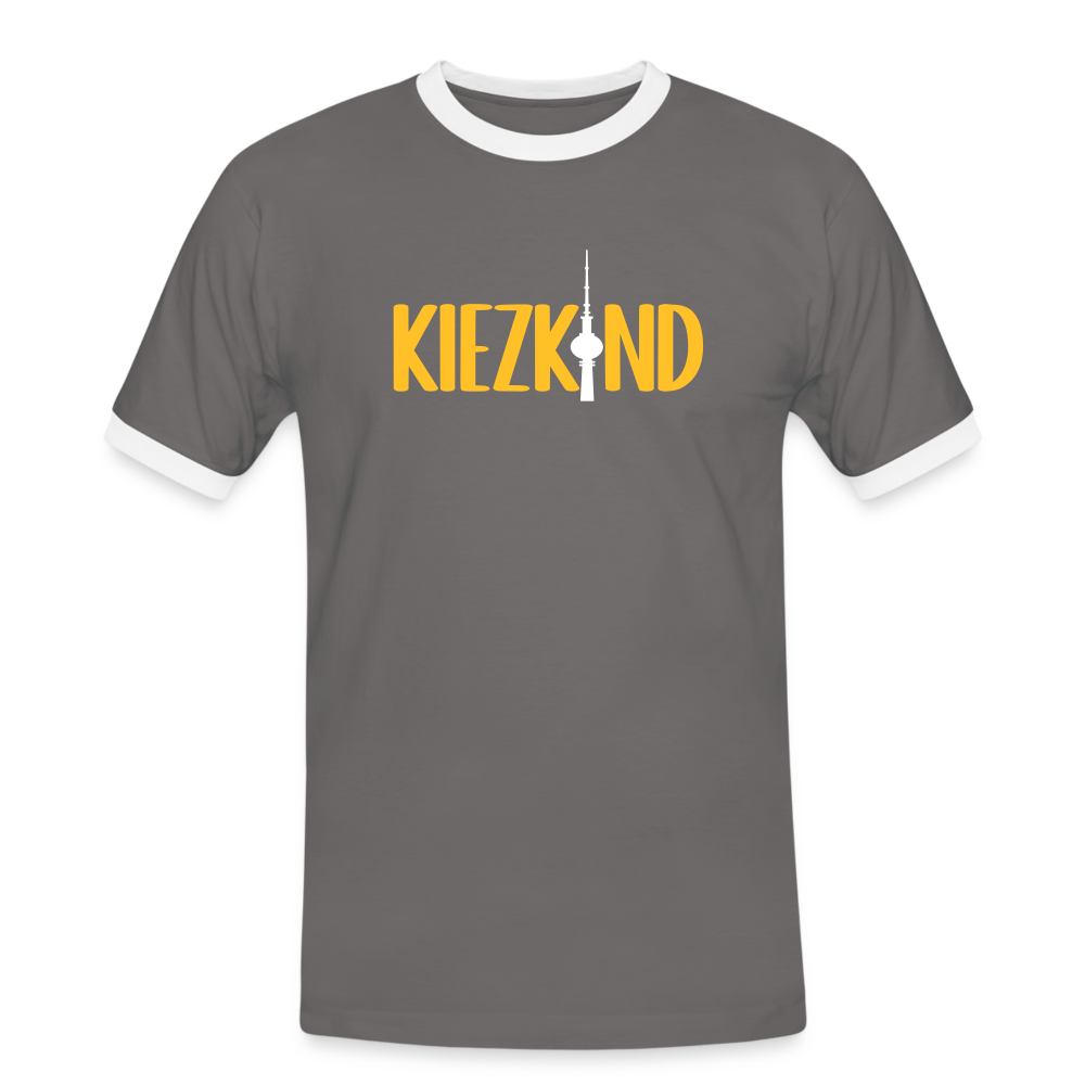 Kiezkind - Männer Ringer T-Shirt - Dunkelgrau/Weiß