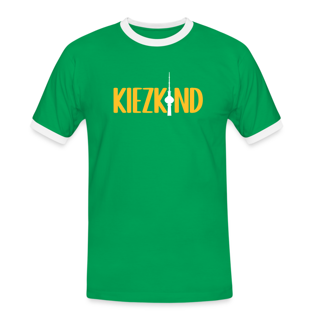 Kiezkind - Männer Ringer T-Shirt - Kelly Green/Weiß