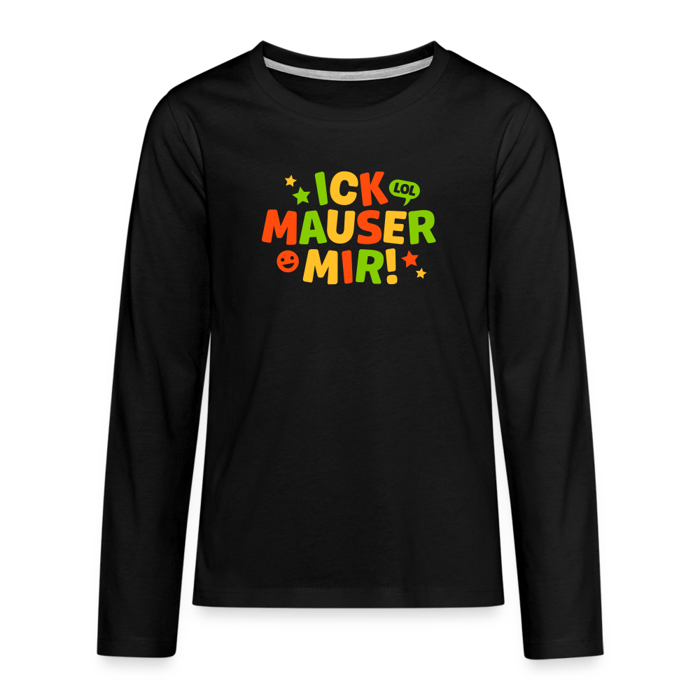 ick mauser - Teenager Langarmshirt - Schwarz