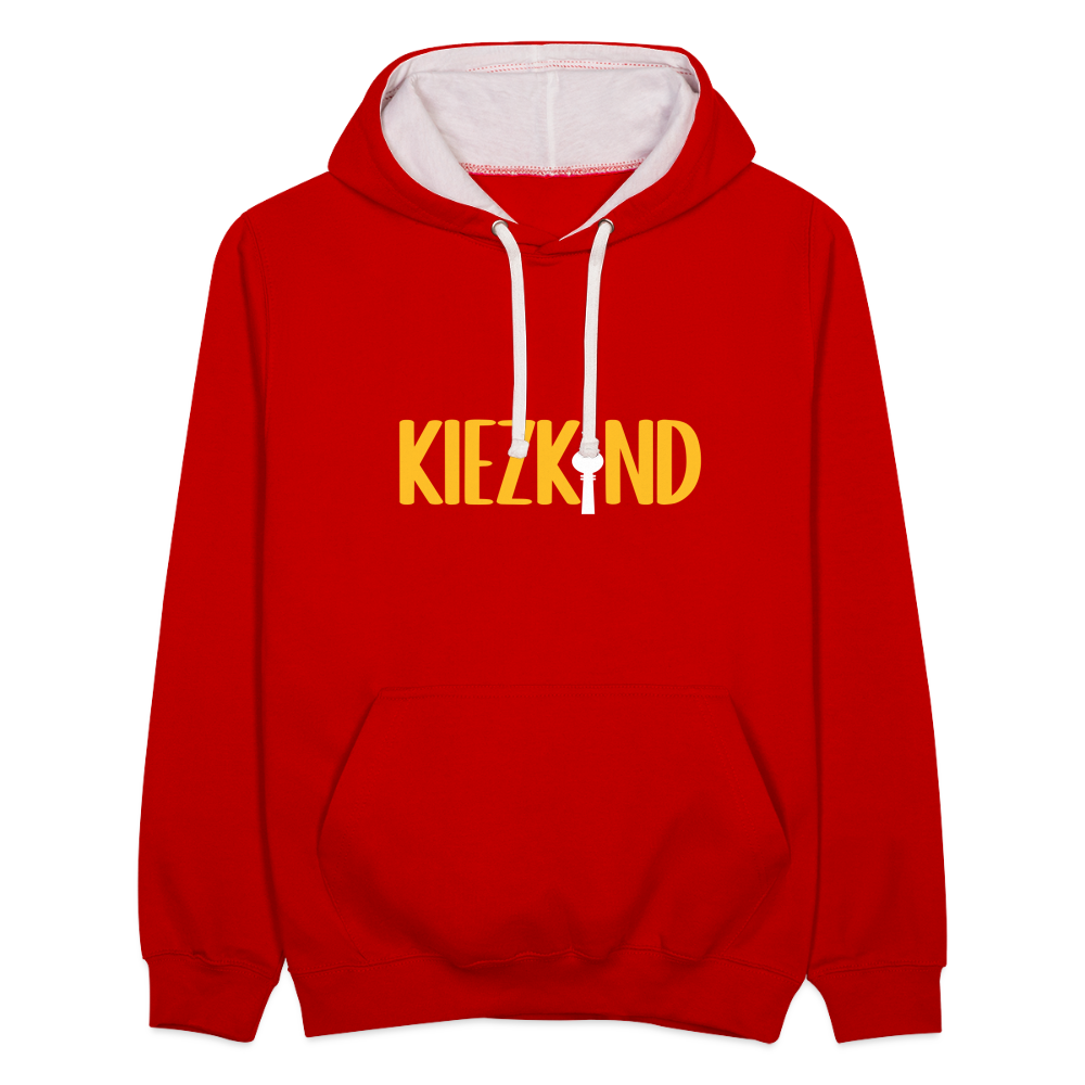 Kiezkind - Kontrast Hoodie - Rot/Weiß