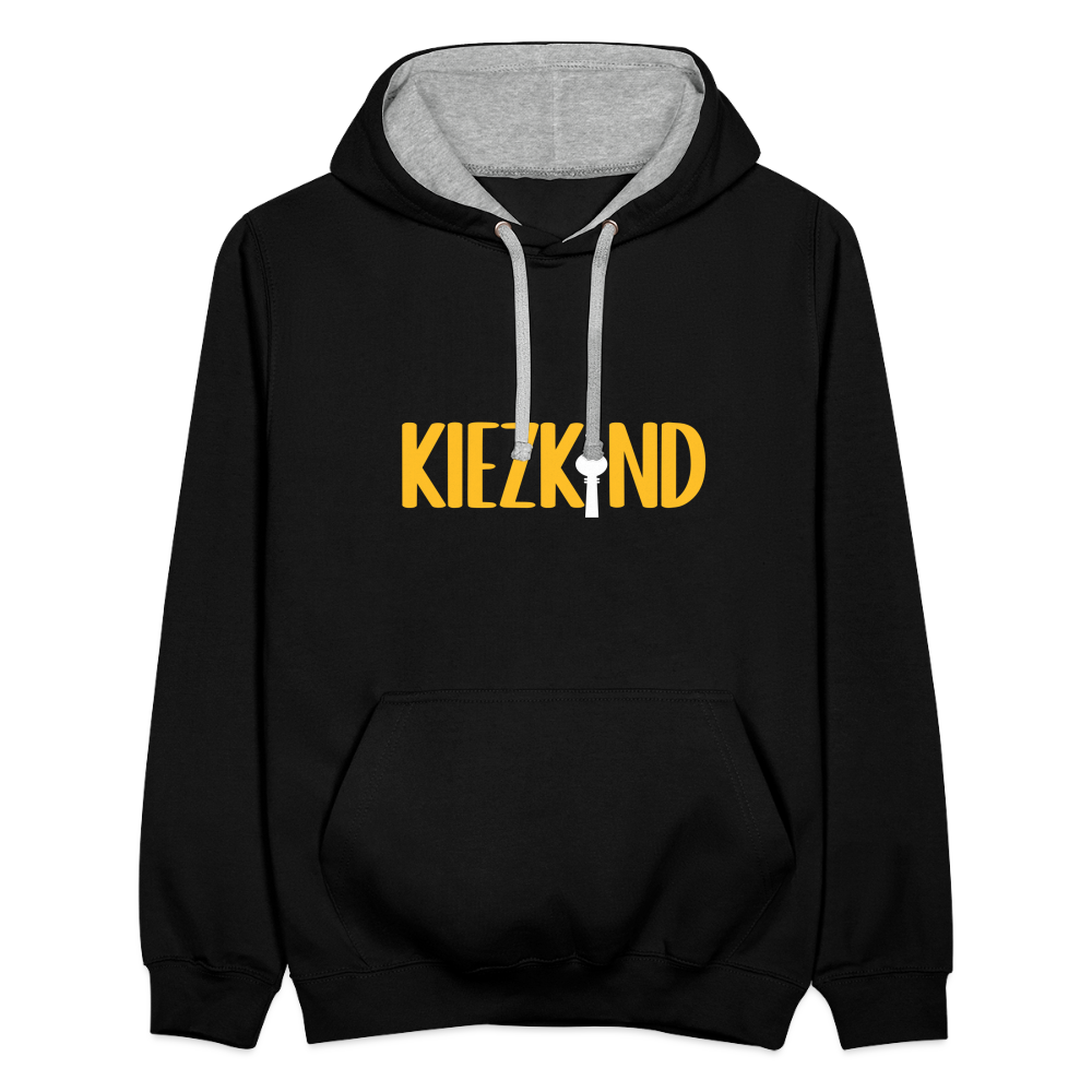 Kiezkind - Kontrast Hoodie - Schwarz/Grau meliert
