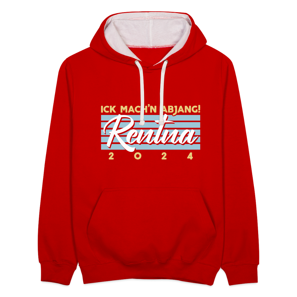 Rentna in Berlin - Kontrast Hoodie - Rot/Weiß