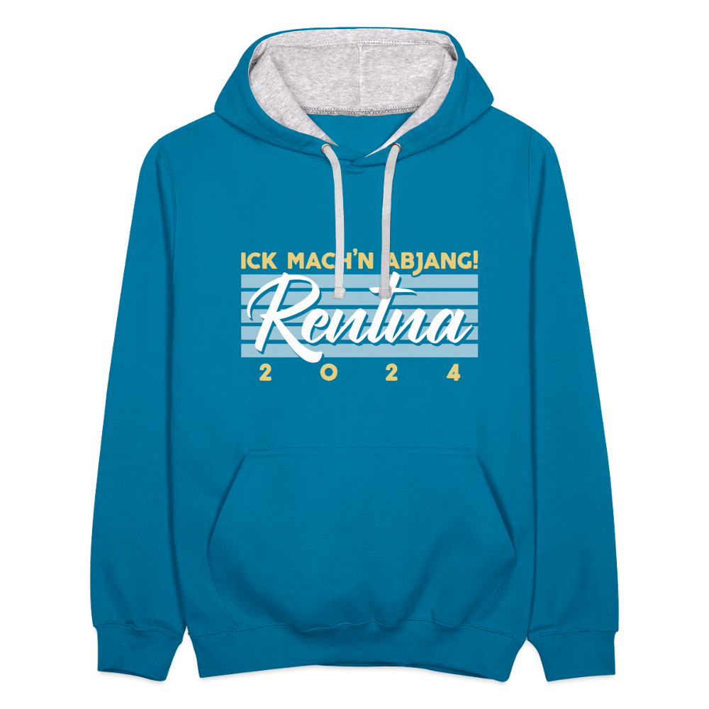 Rentna in Berlin - Kontrast Hoodie - Pfauenblau/Grau meliert