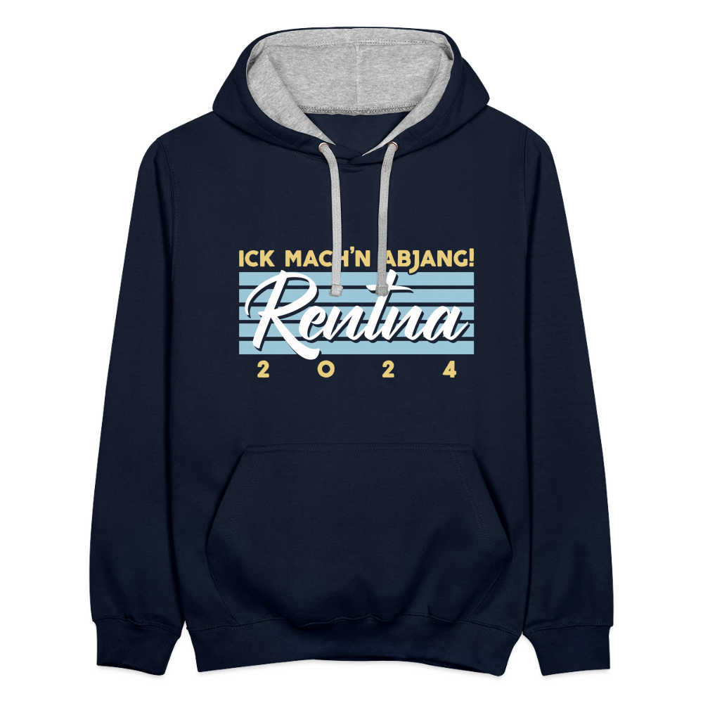Rentna in Berlin - Kontrast Hoodie - Navy/Grau meliert