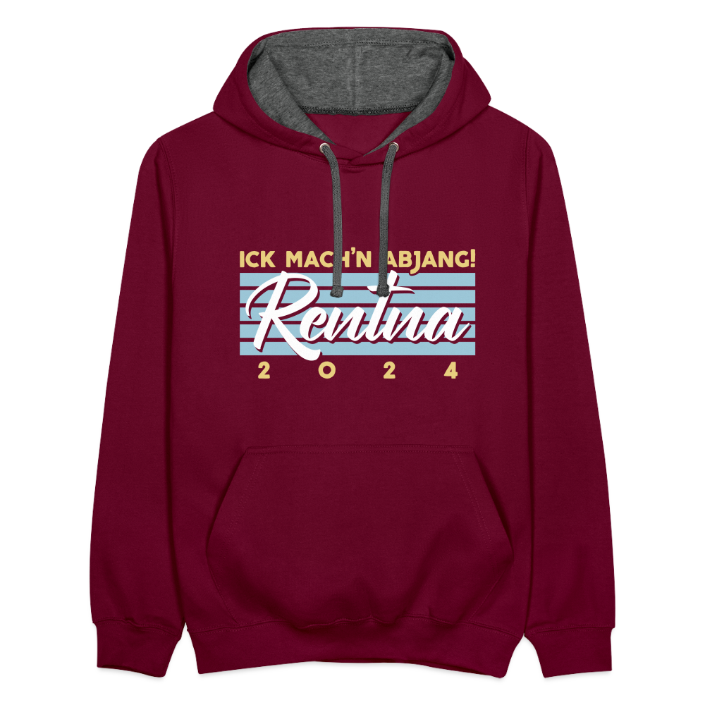 Rentna in Berlin - Kontrast Hoodie - Weinrot/Anthrazit