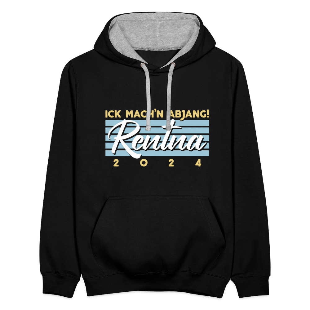 Rentna in Berlin - Kontrast Hoodie - Schwarz/Grau meliert
