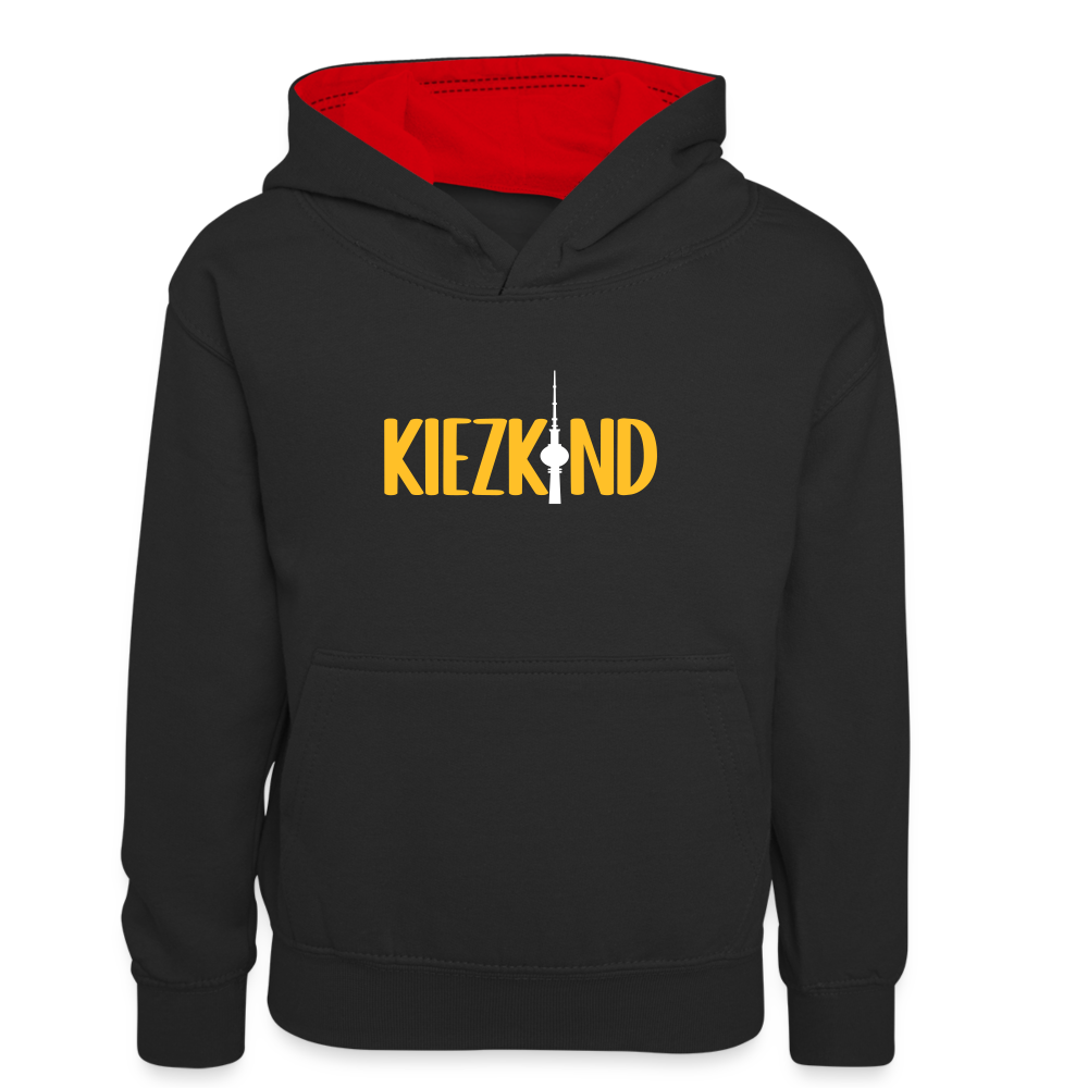 Kiezkind - Teenager Kontrast-Hoodie - Schwarz/Rot