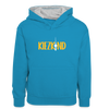 Kiezkind - Teenager Kontrast-Hoodie - Pfauenblau/Grau meliert